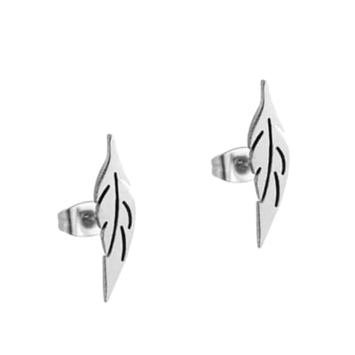 Aramat Jewels | Oorbellen | Zilverkleurige blad oorbellen 11×2 mm | | | |2mm | Staal | Kinderen, Volwassenen | Verkleurd niet