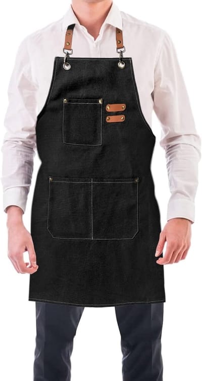 Canvasschorten Voor Mannen En Vrouwen - Unisex Schort Met 3 Zakken - Verstelbare Katoenen Werkschort - Chef-kok Schort Voor Keuken Grill En Koffiehuis - Ideaal Voor Barbecue Ambachtelijke Tuin En Barkeeper - Duurzaam En Gekruist Design