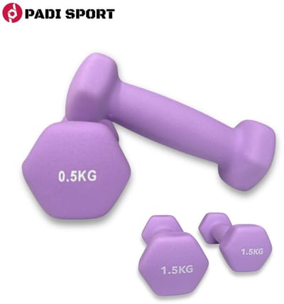 Padisport dumbells paars 0,5 1,5 kg - gewichten set halters - gewichten set dumbbell - dumbells set
