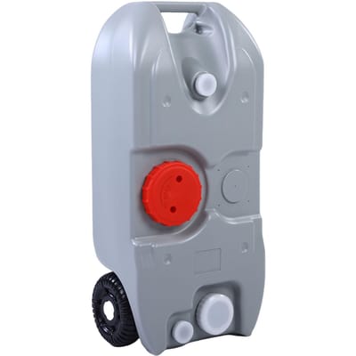 Draagbare Water Opslag   10,6 Gallon Grote Capaciteit Watertank met Metalen Handvat Grote Wielen Vulpoort Slang Kraan gray