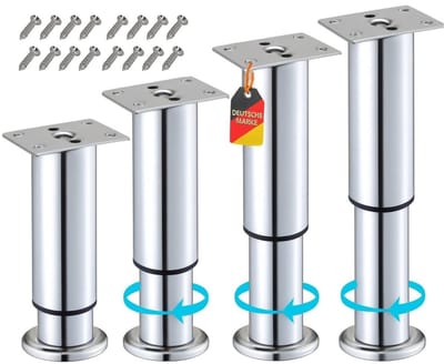 Dailygoods- Meubelpoten Verstelbaar - Tafelpoten Set van 4 - Kastpoten - Bedpoten - Meubelverhoging - Robuust Metaal 180-330 mm