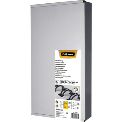 Draadrug Fellowes 8mm 34-rings A4 zwart 100 stuks