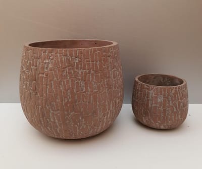 Casa Vivante Bart ronde pot Terra , Set van2 , H21 x D24cm