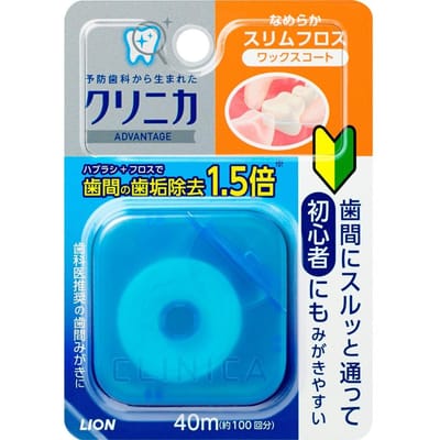 LION - Clinica Advantage Smooth Dental Floss 40m Slim - Random Color
