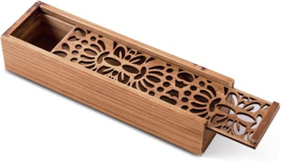 Houten Pennenbak met Glijdend Deksel voor Thuis en Kantoor, Opbergbak 19.2 x 5.5 x 4 cm, Desk Organizer, Stationery Opslag