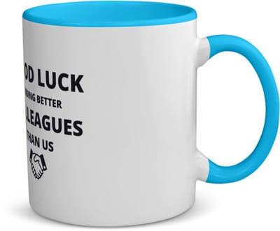 Akyol - good luck finding better colleagues than us koffiemok - theemok - blauw - Collega - cadeau collega - cadeau - bedankt cadeau collega - 350 ML inhoud