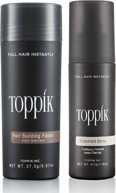 Toppik Hair Fibers Voordeelset Middenbruin - Toppik Hair Fibers 27,5 gram + Toppik Fiberhold Spray 118 ml - Voor direct voller haar