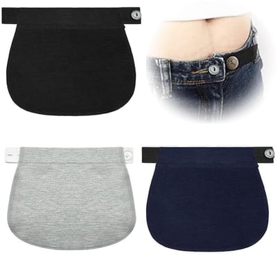 Dailygoods - Dailygoody - zwangerschapsgordel - verstelbare zwangerschapsriem - comfortabel en praktisch - blauw zwart wit - geschikt voor broeken en rokken - 3 stuks