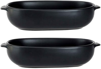 3x Zwarte ovenschalen 18,5 x 11,5 x 5 cm - Ovaal - Klassieke braadsledes - Ovenschotel schalen - Bakvorm/braadslede