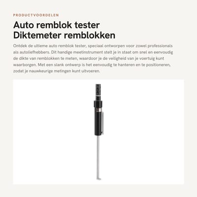 Dailygoods- Remblok Tester - Tijdbesparende Diktemeter - Geschikt voor Binnen/Buiten Remblokken - Slank Design - 1,5 mm Markeringsfunctie - Eenvoudig te Bedienen - Remblokdikte Meter