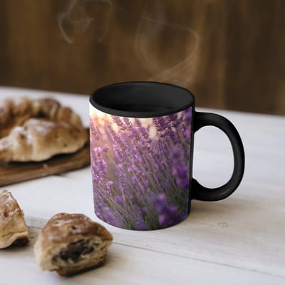 Magische Mok - Foto op Warmte Mokken - Koffiemok - Lavendel - Paars - Zonlicht - Magic Mok - Beker - 350 ML - Theemok