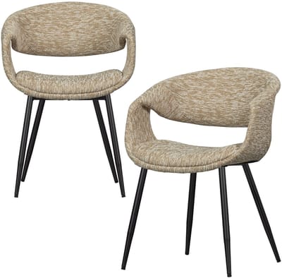 WOOOD Yossi Eetkamerstoelen Met Metalen Zwarte Poot - Zand - Set van 2