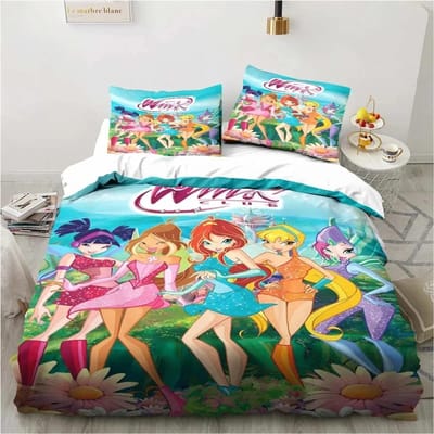 3D Print Winx Saga Club Beddengoed Set Dekbedovertrek Bedset Quiltovertrek Kussensloop Dekbed King Queen Size Jongens Volwassenen Beddengoed Set EU King 240x220cm
