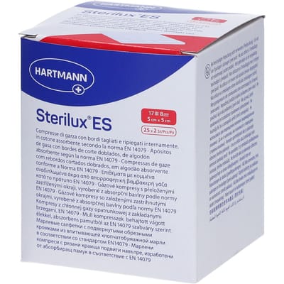 Hartmann Sterilux ES Steriel Kompres 8 Lagen 5 x 5cm 418551 25x2 Compressen