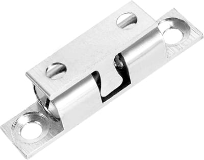 Ball Locks 40mm x 9mm x 11mm - Messing Dubbele Balvergrendeling voor Keuken en Kastdeuren, Zilverkleurig