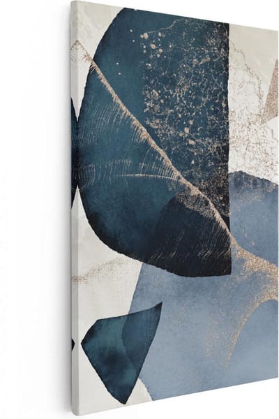 Artaza Canvas Schilderij Abstract Goud - 20x30 cm - Klein - Muurdecoratie Woonkamer - Wanddecoratie Blauw - Kamer Accessoires