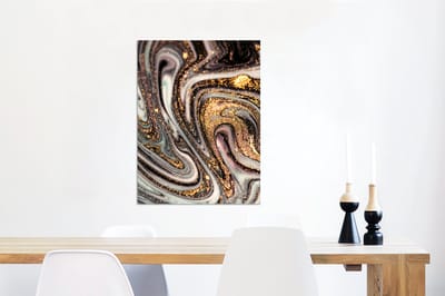 Wanddecoratie Metaal - Aluminium Schilderij Industrieel - Marmerlook - Goud - Glitter - Luxe - Marmer - Wit - 60x80 cm - Dibond - Foto op aluminium - Industriële muurdecoratie - Voor de woonkamer/slaapkamer