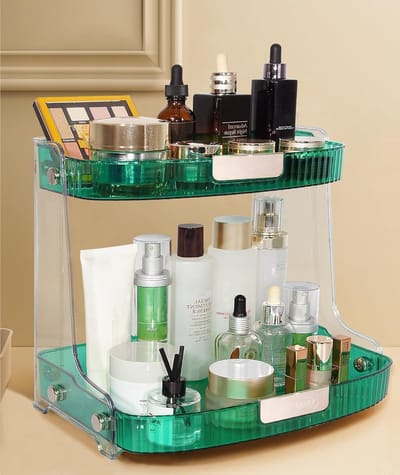 2-Layer Make-up en Cosmetica Organizer - Opbergdoos voor Badkamer en Slaapkamer - Perfect Cadeau voor Vrouwen, Ruimtebesparend en Functioneel