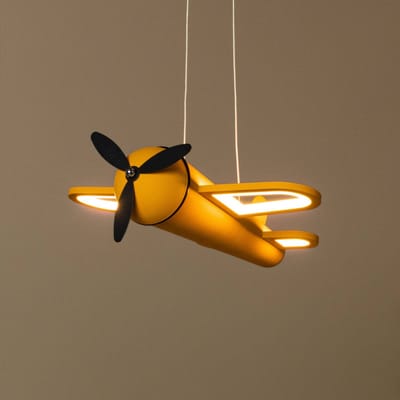 Lucide LED hanglamp voor kinderkamers Fokker, geel Lengte 46 cm Metaal