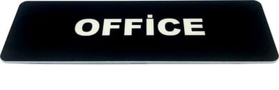Deurbordje met tekst Office - 150 x 50 mm (incl. dubbelzijdige tape) - zwart / wit | Geborstelde RVS-look toplaag | Gratis Verzending