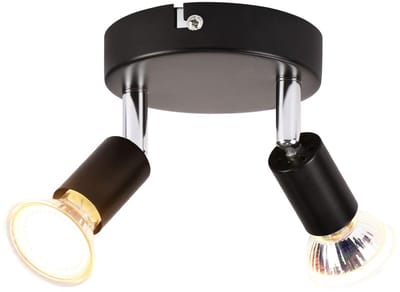 NETTLIFE Opbouwspot - rond - 2-Lichts - zwart - 350° Draaibaar Plafondspot - Moderne Plafondlamp Max.25W - GU10 Fitting - voor Keuken | Hal | Woonkamer | Slaafkamer - zonder lamp - L 12cm