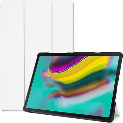Hoesje - Geschikt voor Samsung Galaxy Tab S5e - Dun & Stevig - Hardcover Book Case - Trifold Bookcase Hoes - Hard Cover - Tablethoes - Wit
