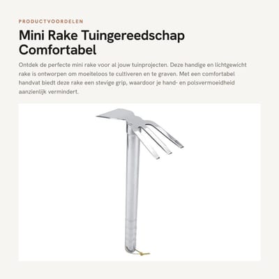 Dailygoods- Tuingereedschap met comfortabel handvat - Klauwhark - Lichtgewicht - Duurzaam - Cultivatiegereedschap - Afmeting 39 cm x 22 cm - Tuingereedschapset