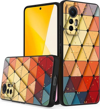 LuxeBass Siliconen hoesje met print geschikt voor Xiaomi 12 Lite - Marmer Triangle - telefoonhoes - gsm hoes - telefoonhoesje