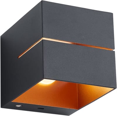 QAZQA joris groove - Moderne Dimbare LED Draadloze Oplaadbare Wandlamp USB met Dimmer voor binnen - 1 lichts - L 100 cm - Zwart Goud - Woonkamer | Slaapkamer | Keuken