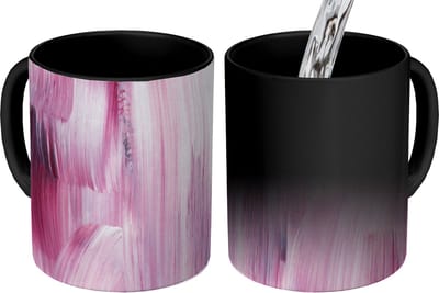 Magische Mok - Foto op Warmte Mokken - Koffiemok - Kleuren - Verf - Schilderij - Roze - Magic Mok - Beker - 350 ML - Theemok