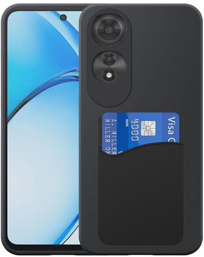 Geschikt voor Oppo A60 4G Telefoonhoesje met Siliconen Pasjeshouder - Flexible Back Cover Case Siliconen TPU with Silicone Cardslot - Zwart - Smartphonica geschikt voor Oppo A60