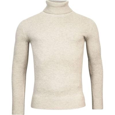Thomas Maine Trui High Neck Single Knit Yak Merino Blend Soft Green / male