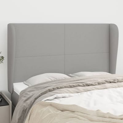 vidaXL - Hoofdbord - met - randen - 147x23x118/128 - cm - stof - lichtgrijs