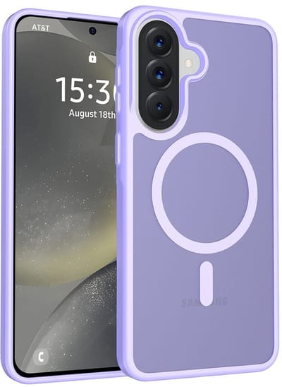 Hoesje Geschikt voor Samsung Galaxy A57 - Compatibel met MagSafe / Qi2 - Matte Beschermhoes - Back Cover met Magneet - Paars