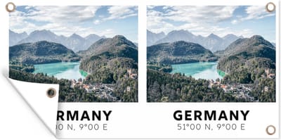 Schuttingposter Duitsland - Water - Bergen - Bos - 200x100 cm - Tuindoek