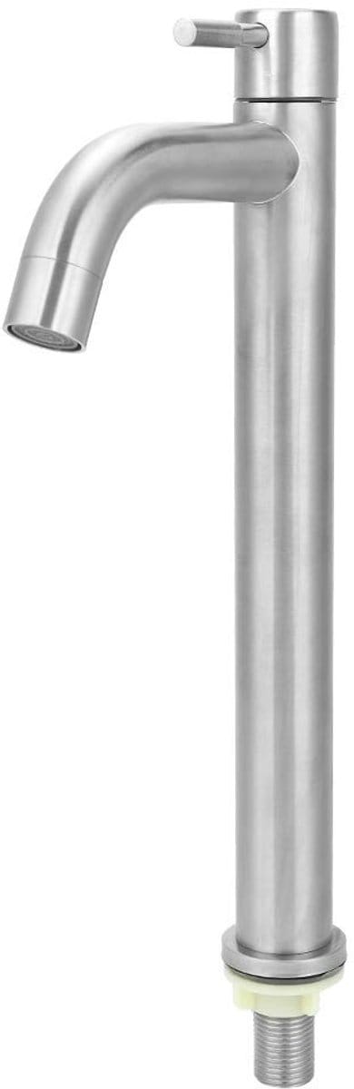 Dailygoods- Gootsteenkraan roestvrij staal - enkele koude kraan - hoogte 340 mm - handgreep 70 mm - diameter voet 40 mm - schroefdraad G1/2in - Waterkraan