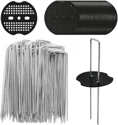 Grondankers Haringen Set - Worteldoek Haken - Tuin Bevestigen - Verzinkt Staal U-vorm - 150 x 40 mm - Zilver