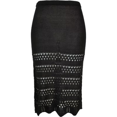 Urban Classics Ladies 3/4 Crochet Knit Skirt Black Maat: S | Midi Rokken Outlet | Dames | Zwart