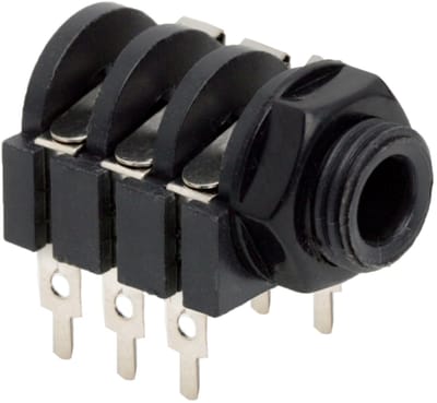 10x Jack Aansluiting 6,3 mm Stereo – PCB Jack Socket met Schakelcontact – Printmontage Audio Connector - 10 Stuks [05118]