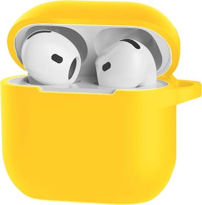 Scoby - Hoesje Geschikt voor AirPods 4 - Siliconen Case - Beschermhoes - AirPods Case Cover - Compact - Geel