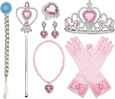 Speelgoed 3 jaar - prinsessenjurk meisje - Het Betere Merk - Prinsessen speelgoed meisje - Kroon / Tiara - vlecht - voor bij je prinsessenjurk - verkleedkleding - Toverstaf - Juwelen