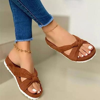 Sandales d'été pour femmes, sandales à bout ouvert pour femmes, chaussures de marche sexy, pantoufles féminines de couleur unie, légères, Zapatillas Mujer 41 marron