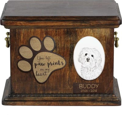 Persoonlijke urn voor Bichon Bolognese met foto van je hond