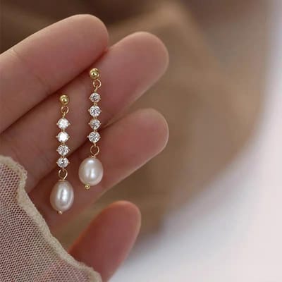 Originele Inleg Diamanten Pareloorbellen Voor Vrouwen Klassieke Elegantie Gelaagde Oorbellen Hip-Hop Zoete Sieraden Cadeau 45cm brown