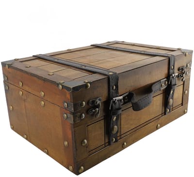 Dailygoody - Vintage Houten Koffer - Decoratieve Opbergdoos voor Cadeaus en Feesten