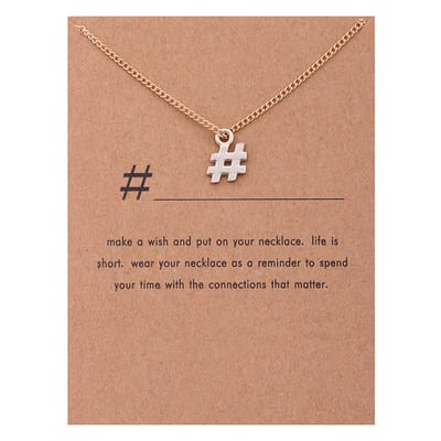 Bixorp Luck Gouden Dames Ketting met Hashtag - "#" - 45/50cm - Cadeau voor Vrouw - Goudkleurig