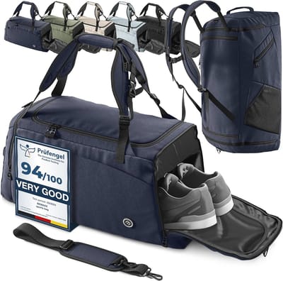 Sporttas 40L / 60L | Trainingstas met Rugzakfunctie, Schoenenvak en Pocket voor Nat Ondergoed | Fitness-, Weekend- en Zwemtas
