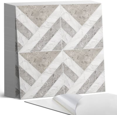 Coloray Plaktegels - Geometrisch patroon in tegels Zelfklevende Tegels - 20 cm x 20 cm - Grijs Plaktegels - 20 stuks - Vierkant PVC Tegels - Plaktegels Badkamer - Plaktegels Vloer - Vinyl Tegels Zelfklevend - Wandtegel Zelfklevend