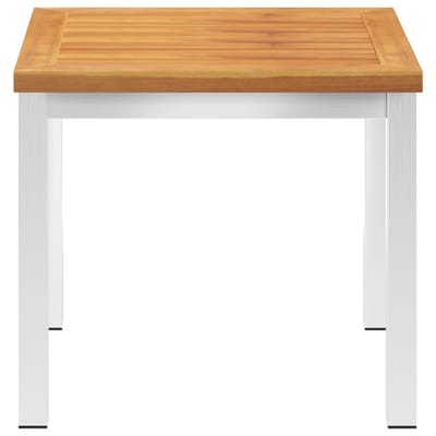 vidaXL - Tuinbijzettafel - 45x45x38 - cm - massief - acaciahout - roestvrij - staal