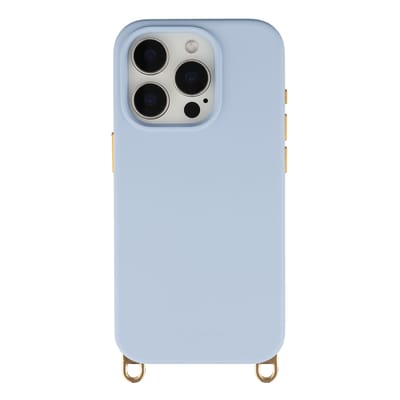 Selencia Hoesje - Geschikt voor iPhone 15 Pro - Rivièra geschikt voor MagSafe Backcover met afneembare haakjes - Powder Blue